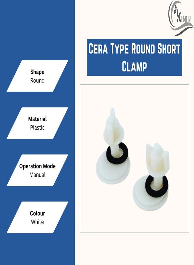 KINIK Plastic Toilet Seat Cover Hinges | Round Short Clamp Replacement Hinges for Western Toilets | Durable, Rust-Free | Easy Installation | White | 1 Pair - Image 3